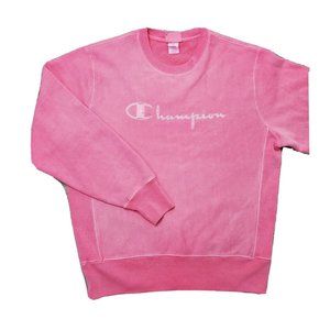 Champion Reverse Weave Men's L Sweatshirt Pink Logo Long Sleeve Crew Neck LS